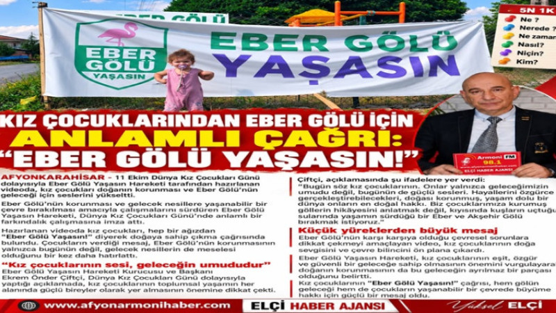 Çocuklardan Eber Gölü İçin Anlamlı Çağrı: 